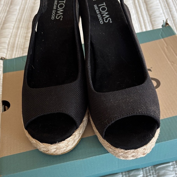 NWOT TOMS Camilla Black Espadrille Wedges - Picture 5 of 5